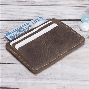 Ultra Slim  Brown Leather Card Holder Handmade